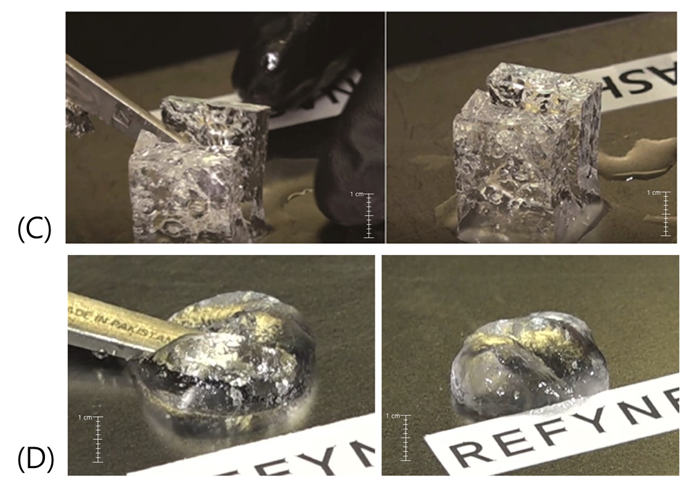 Figure 3. Normal stress growth with increasing shear rate in the free HA solution (A) (standard deviation of the normal stress is 105.37 Pa). Change in zero-shear viscosity with increasing shear rate in the free HA solution (B) (standard deviation of the viscosity is 4.2 Pa·S). Stabilized rheological pattern of cross-linked HA filler with increasing shear rate (C). The concentration of the hyaluronic acid was 20 mg/mL. The figures are produced by the authors.